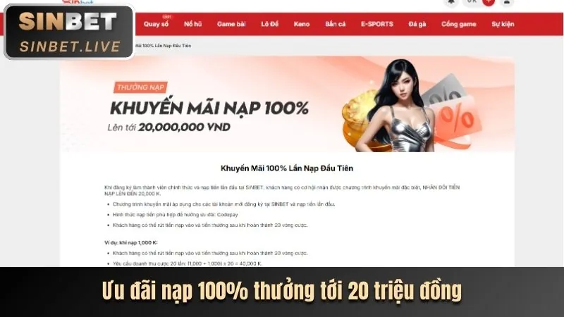 Thưởng nạp lần đầu VE88